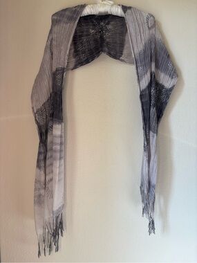 Lightweight Crinkled Grey Tie Dye Ombre Scarf
